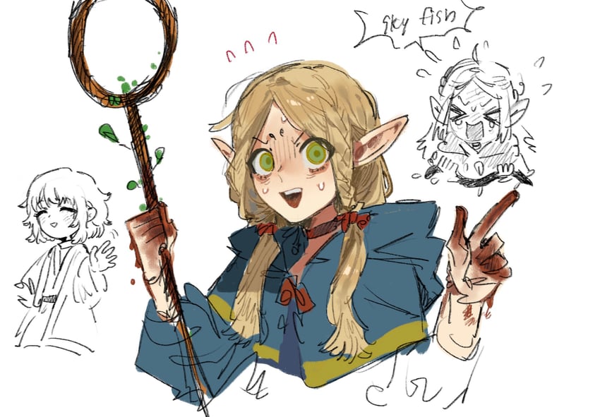 marcille donato and falin touden (dungeon meshi) drawn by nova_1810
