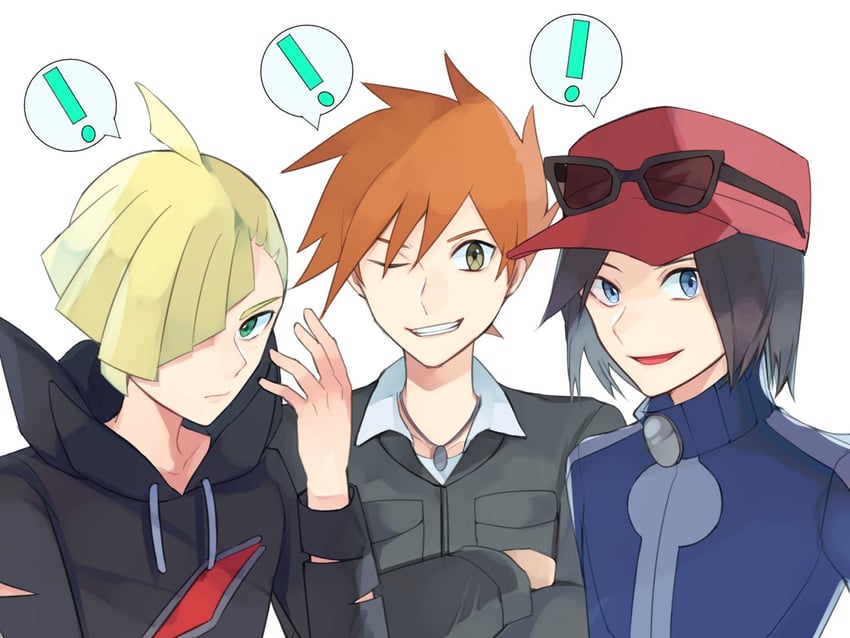blue oak, gladion, and calem (pokemon and 3 more) drawn by norisukep