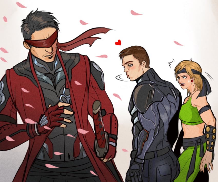 johnny cage, kenshi, and sonya blade (mortal kombat and 1 more) drawn by tazahan