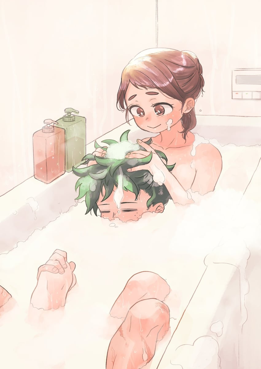 midoriya izuku and uraraka ochaco (boku no hero academia) drawn by saburou_(326xxx1)