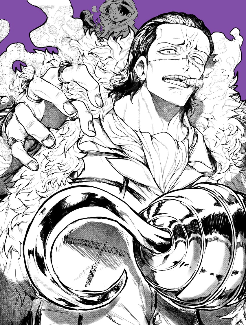 monkey d. luffy, usopp, and crocodile (one piece) drawn by yotsumi_shiro