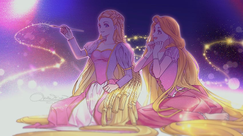 barbie and rapunzel (barbie and 2 more) drawn by okitafuji