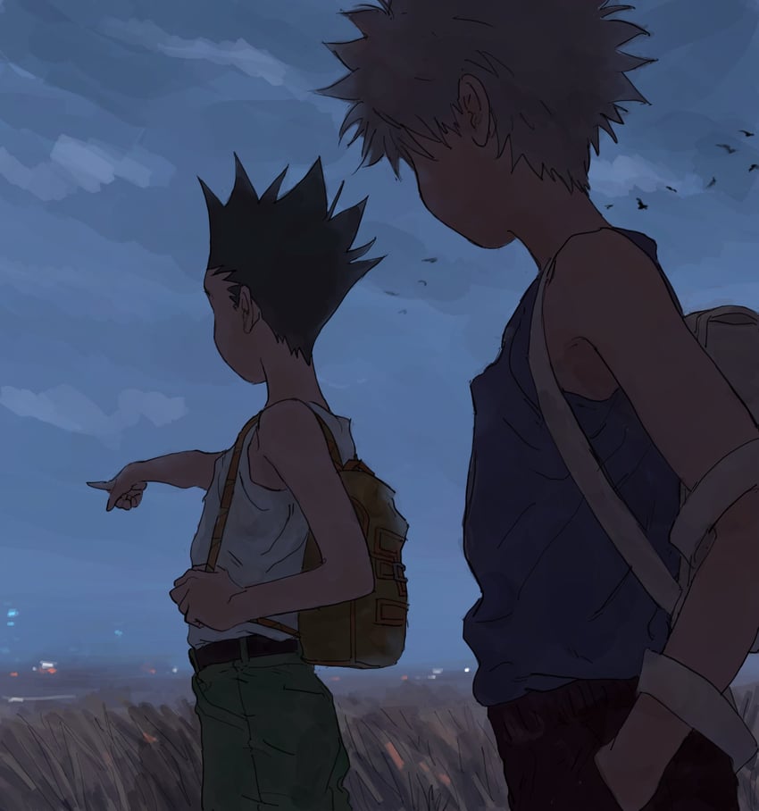 killua zoldyck and gon freecss (hunter x hunter) drawn by toripippi_7
