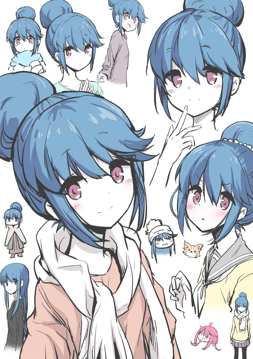 shima rin, kagamihara nadeshiko, and chikuwa (yurucamp) drawn by n2midori