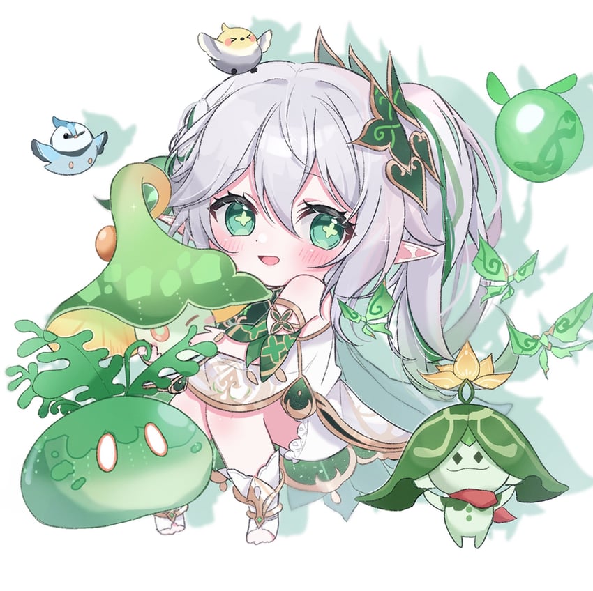 nahida, slime, aranara, crystalfly, fungi, and 3 more (genshin impact) drawn by amimia_zaxtuta