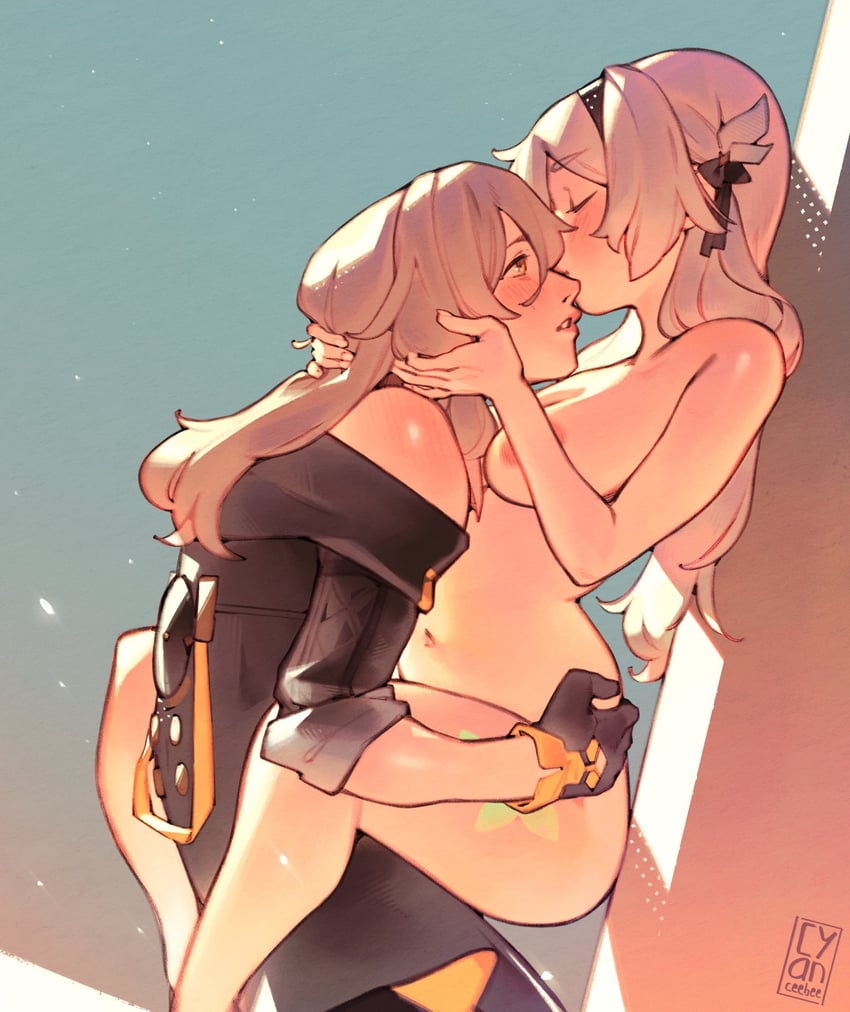 trailblazer, firefly, and stelle (honkai and 1 more) drawn by cyber_(cyanceebee)