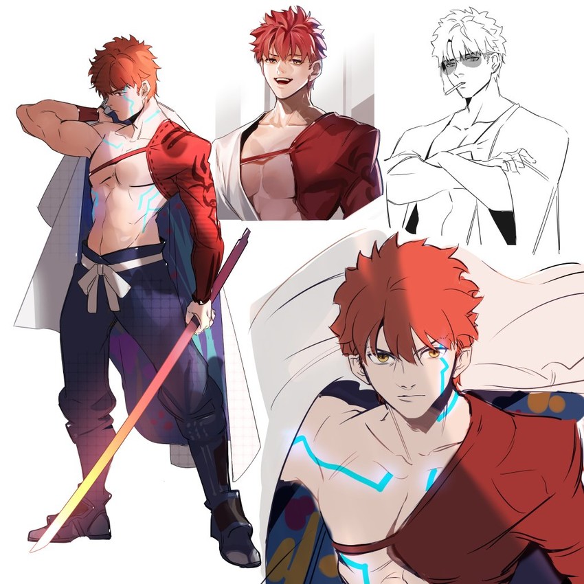 emiya shirou and senji muramasa (fate and 1 more) drawn by juer1004