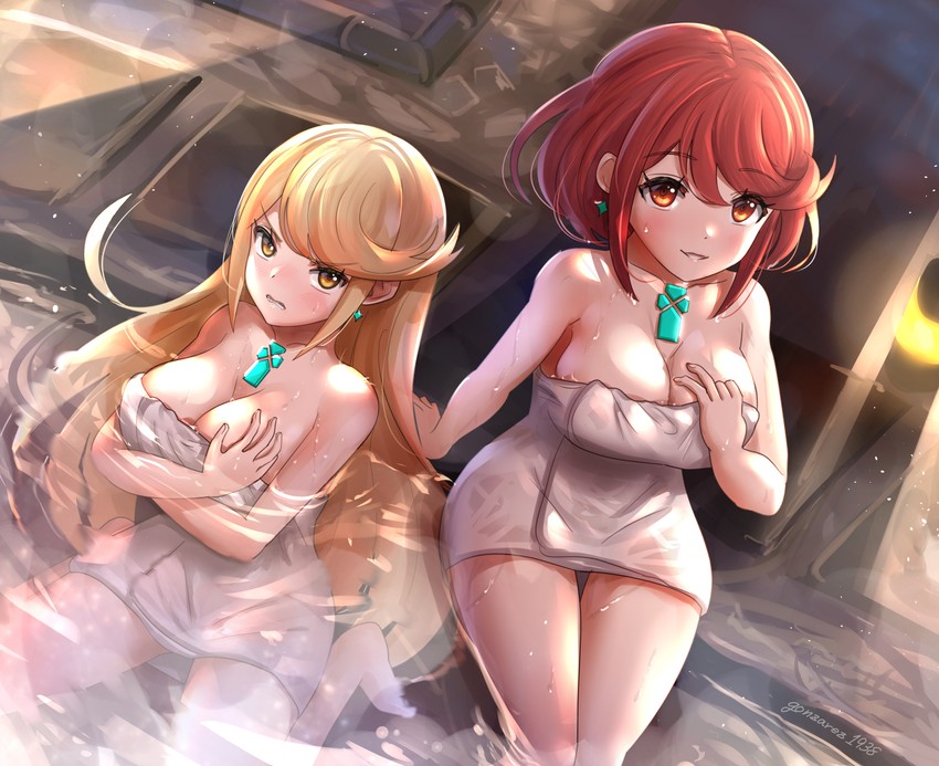 pyra and mythra (xenoblade chronicles and 1 more) drawn by gonzarez