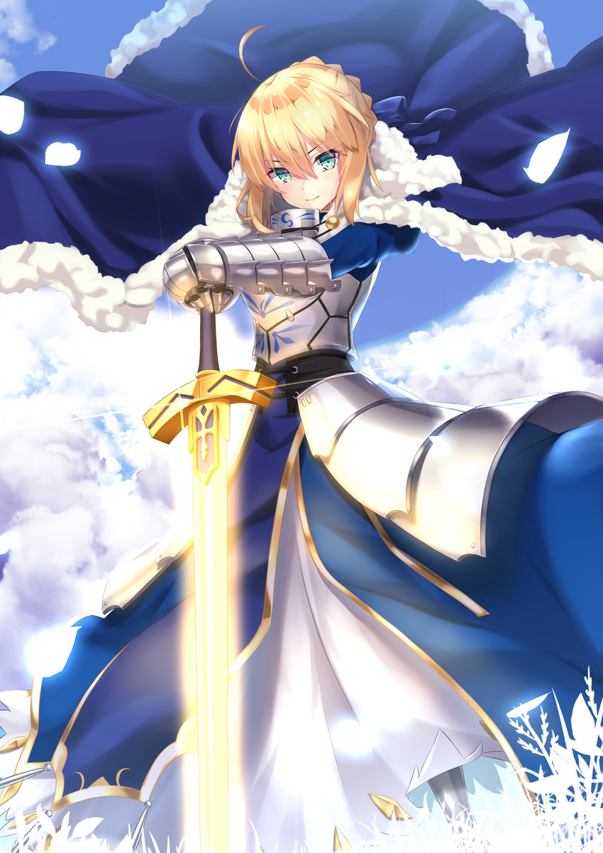 artoria pendragon and saber (fate and 2 more) drawn by mirea