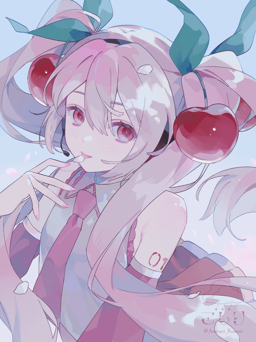 hatsune miku and sakura miku (vocaloid) drawn by ameyui_komori