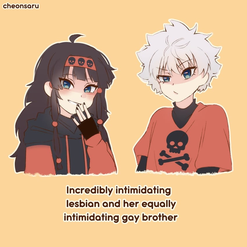 killua zoldyck and alluka zoldyck (hunter x hunter) drawn by cheonsaru
