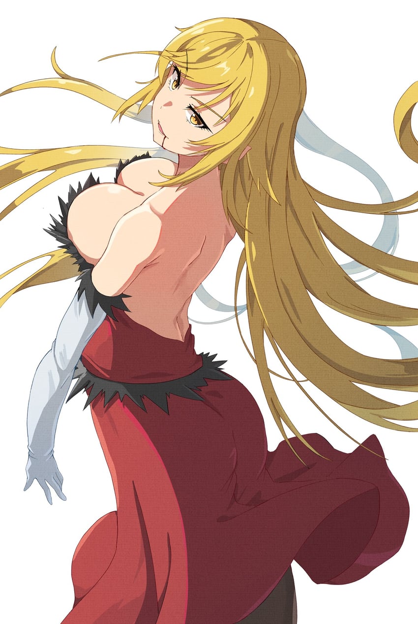 oshino shinobu and kiss-shot acerola-orion heart-under-blade (monogatari and 1 more) drawn by onabe915