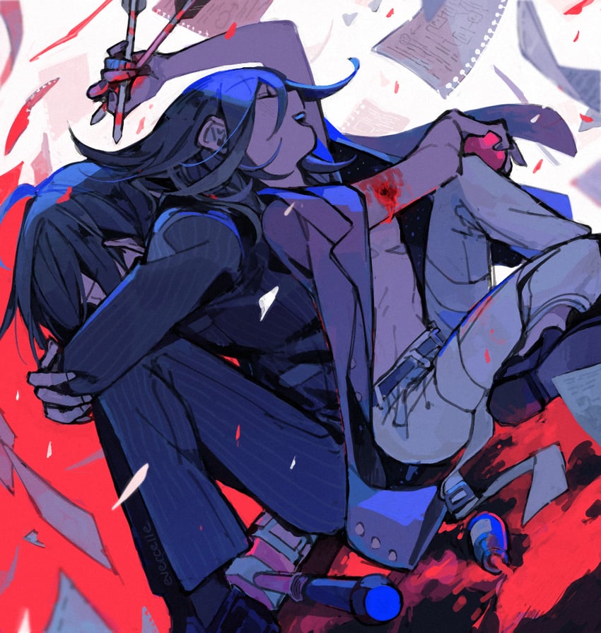 oma kokichi and saihara shuichi (danganronpa and 1 more) drawn by evercelle