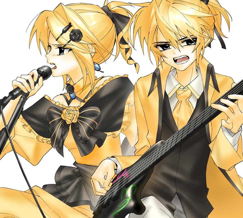 kagamine rin, kagamine len, riliane lucifen d'autriche, and allen avadonia (vocaloid and 2 more) drawn by hynn0x_x