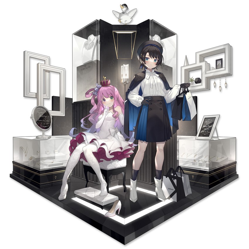 oozora subaru, himemori luna, and subaru duck (hololive) drawn by ishihara_(kuniyoshi)