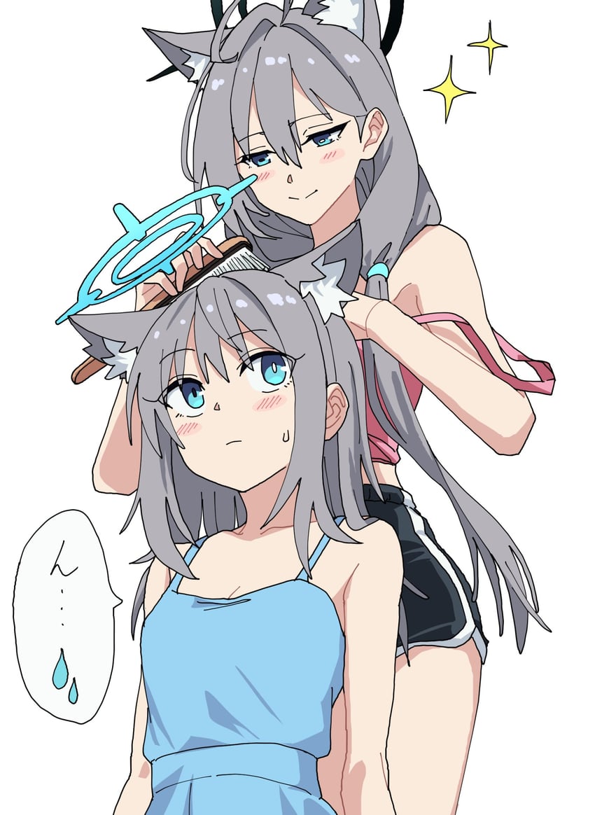 shiroko and shiroko terror (blue archive) drawn by momomatang
