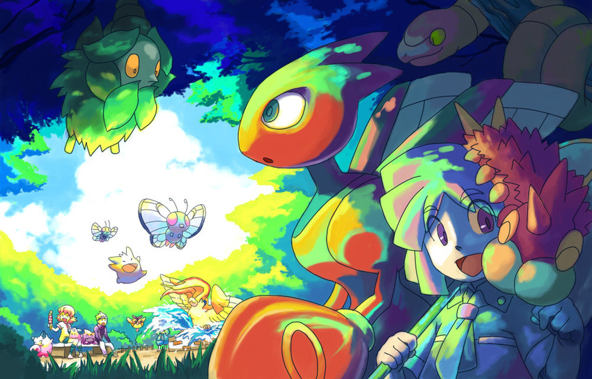 gengar, haunter, scizor, whitney, butterfree, and 10 more (pokemon and 1 more) drawn by shinkichi