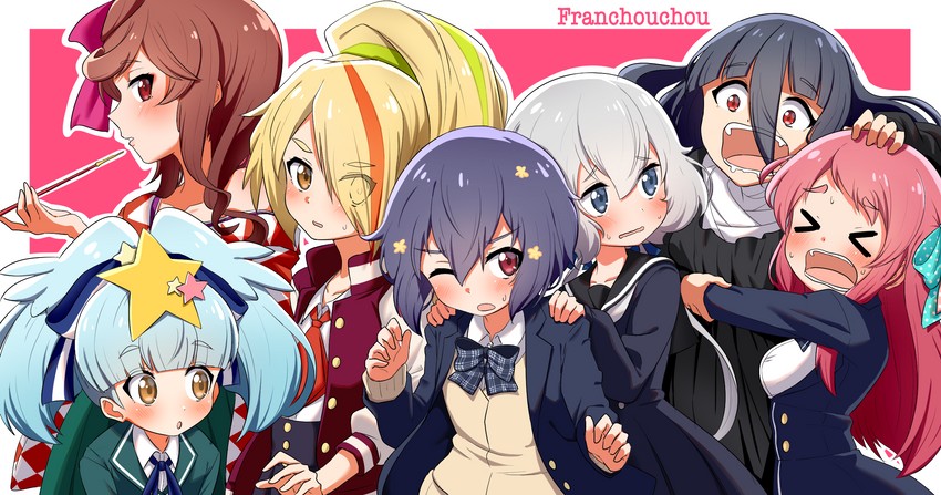konno junko, minamoto sakura, mizuno ai, nikaidou saki, hoshikawa lily, and 2 more (zombie land saga) drawn by ngetyan