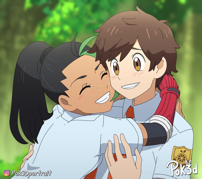 florian and nemona (pokemon and 1 more) drawn by pok3d