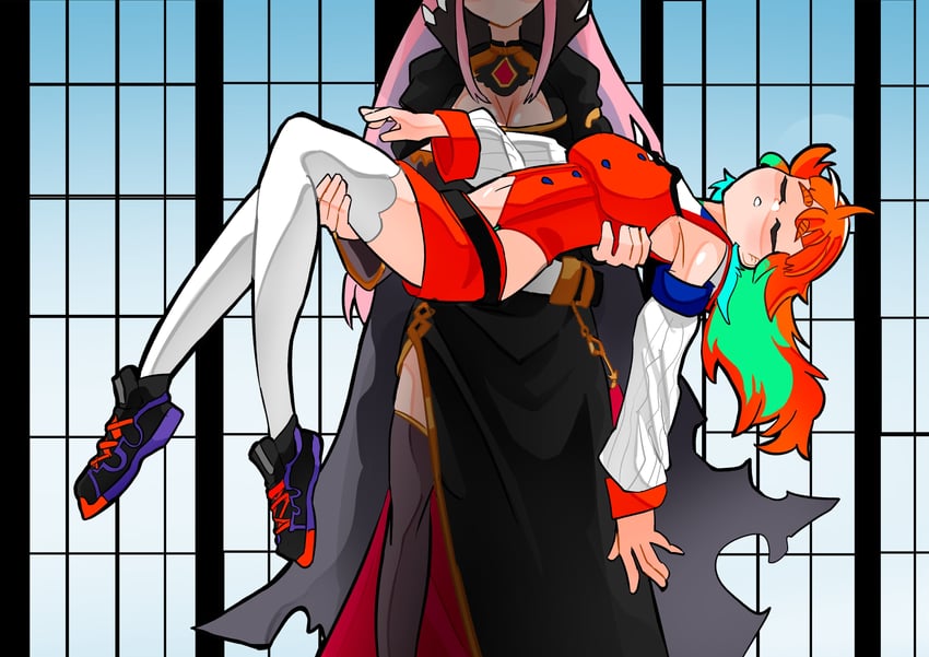 mori calliope and takanashi kiara (hololive and 3 more) drawn by daaku_(koizumi_arata)