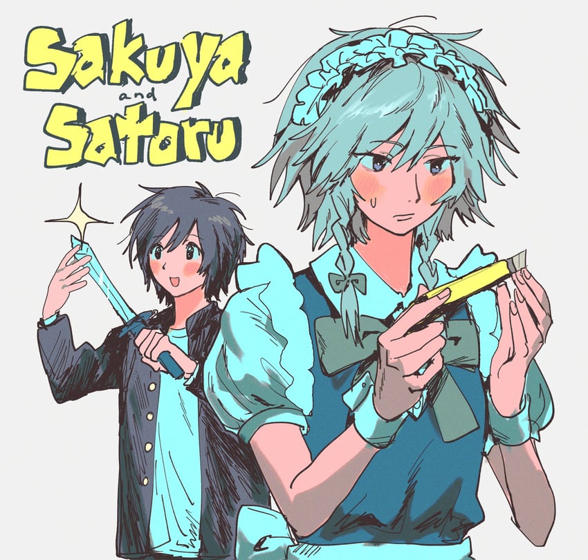 izayoi sakuya and tsukada satoru (touhou and 1 more) drawn by 97ttwwaazz