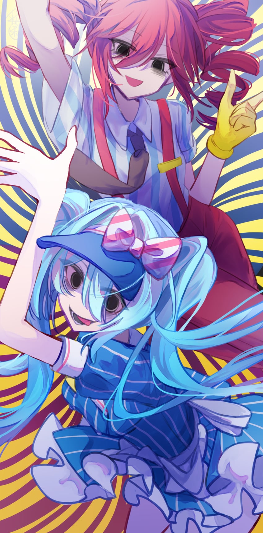 hatsune miku and kasane teto (vocaloid and 2 more) drawn by h4nishiro