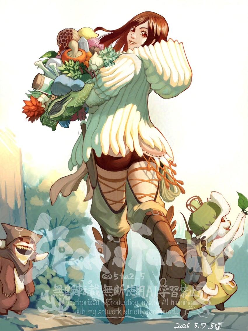 monster hunter and felyne (monster hunter and 1 more) drawn by 5tatsu
