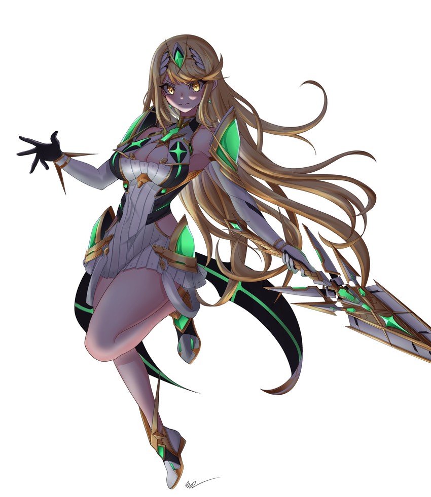 mythra (xenoblade chronicles and 1 more) drawn by nithros