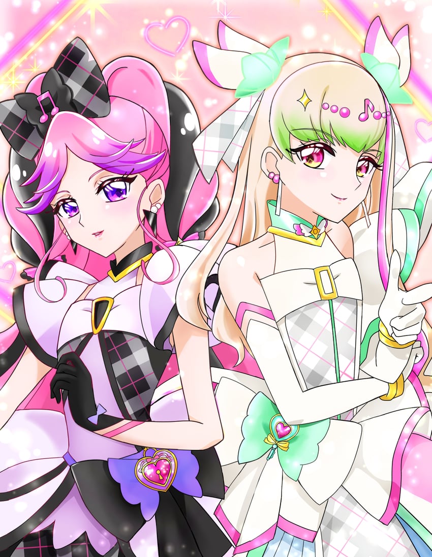 cure zukyuun, cure kiss, purirun, and meroron (precure and 1 more) drawn by fun-yzz