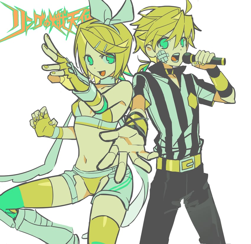 kagamine rin and kagamine len (vocaloid and 1 more) drawn by b_cm2