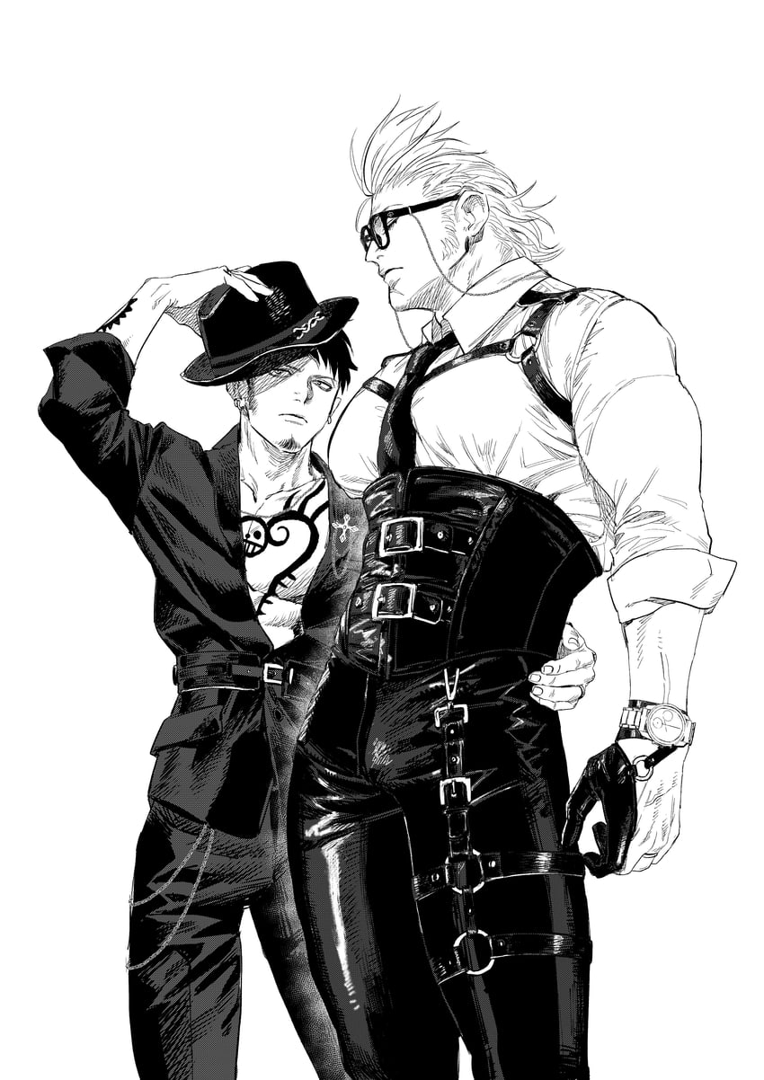 trafalgar law and x drake (one piece) drawn by yonekura_naoyasu