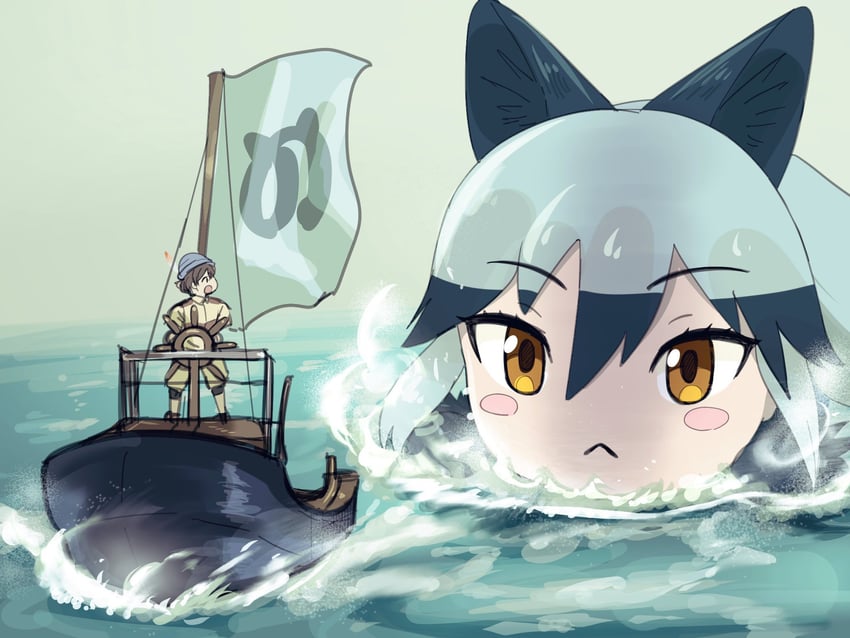 silver fox and captain (kemono friends and 3 more) drawn by aramaru
