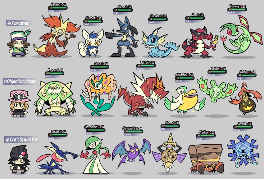 gardevoir, lucario, vaporeon, flygon, greninja, and 13 more (pokemon and 1 more) drawn by chrisshwafer