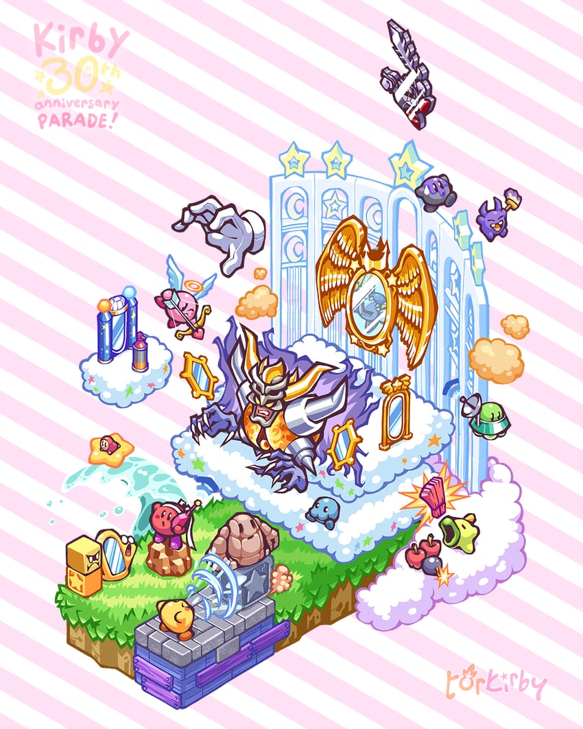 kirby, meta knight, dark meta knight, shadow kirby, master hand, and 11 more (kirby and 2 more) drawn by torkirby