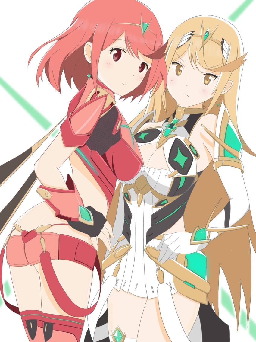pyra and mythra (xenoblade chronicles and 1 more) drawn by oekakisatl