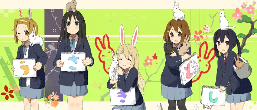 akiyama mio, nakano azusa, hirasawa yui, tainaka ritsu, and kotobuki tsumugi (k-on!) drawn by nasuna