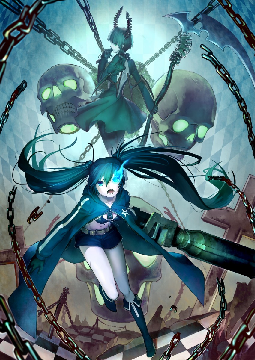 black rock shooter and dead master (black rock shooter) drawn by aruk