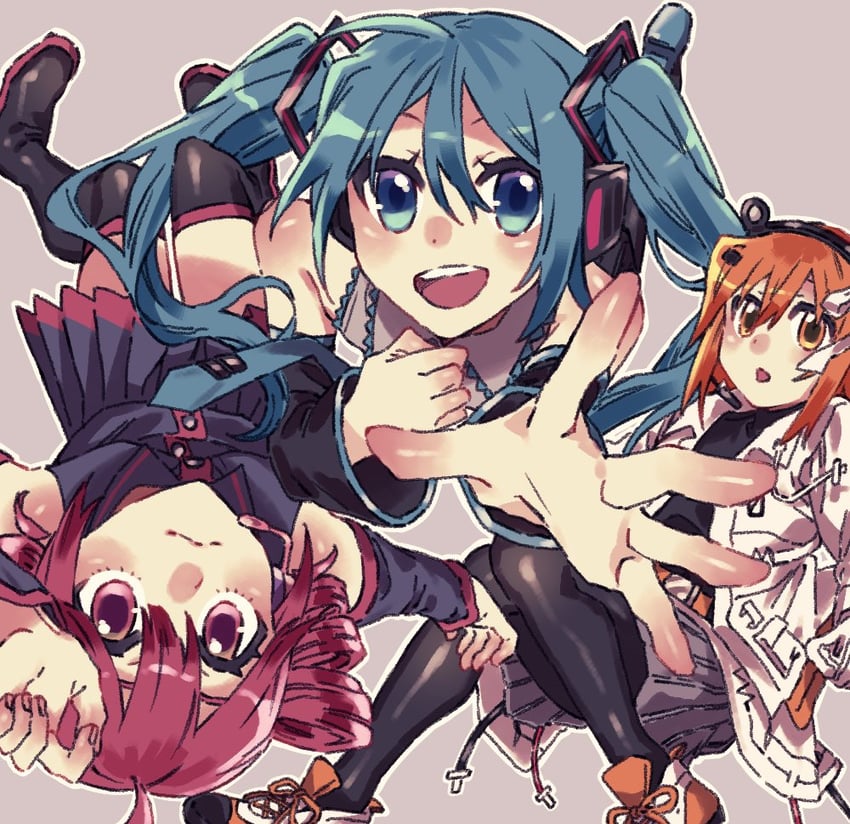 hatsune miku, kasane teto, and adachi rei (vocaloid and 2 more) drawn by tere_douga