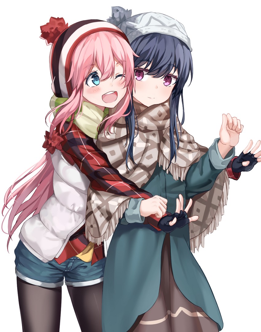 shima rin and kagamihara nadeshiko (yurucamp) drawn by ha_en