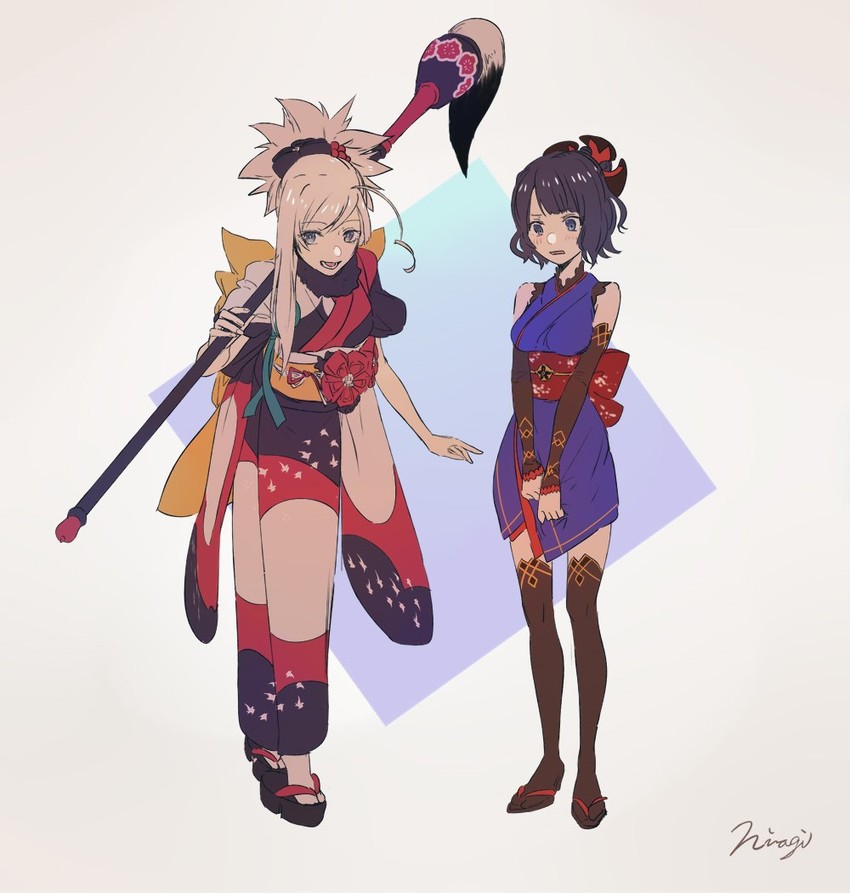 miyamoto musashi and katsushika hokusai (fate and 1 more) drawn by hiiragi_(karashriker)