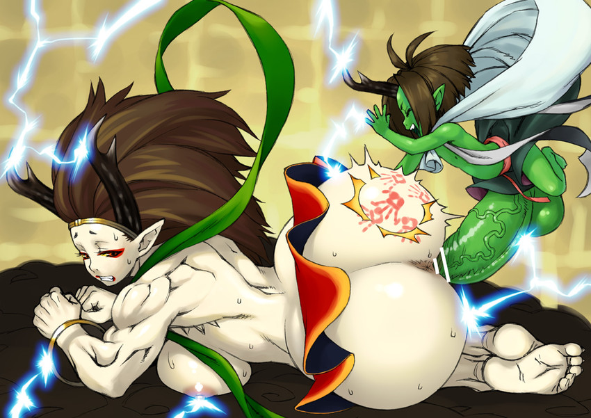 raijin and fuujin (oboro muramasa) drawn by jinroku