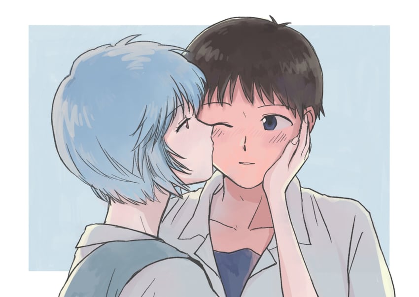 ayanami rei and ikari shinji (neon genesis evangelion) drawn by key35461