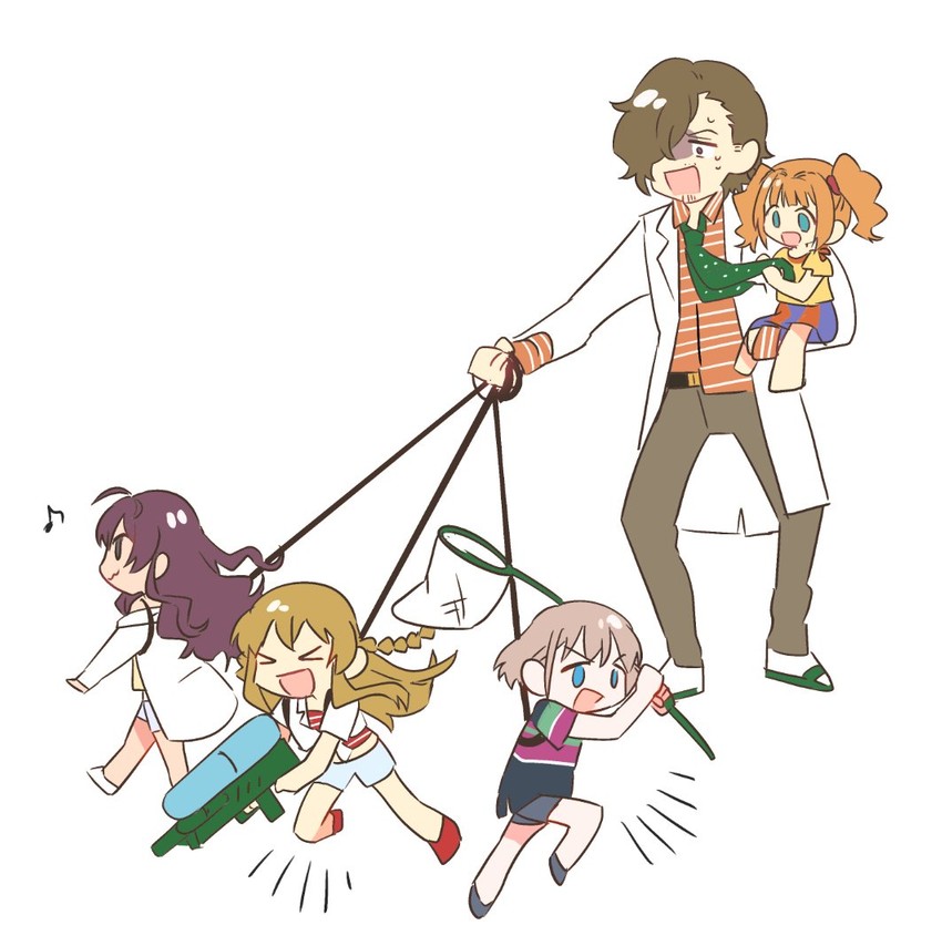 takatsuki yayoi, ichinose shiki, serizawa asahi, kousaka umi, and yamashita jiro (idolmaster and 4 more) drawn by takumi_(scya)