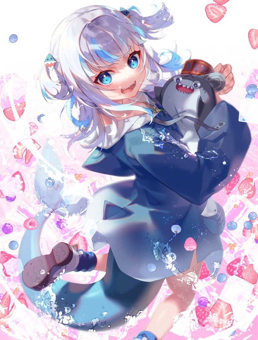 gawr gura and bloop (hololive and 1 more) drawn by anywhere_knock