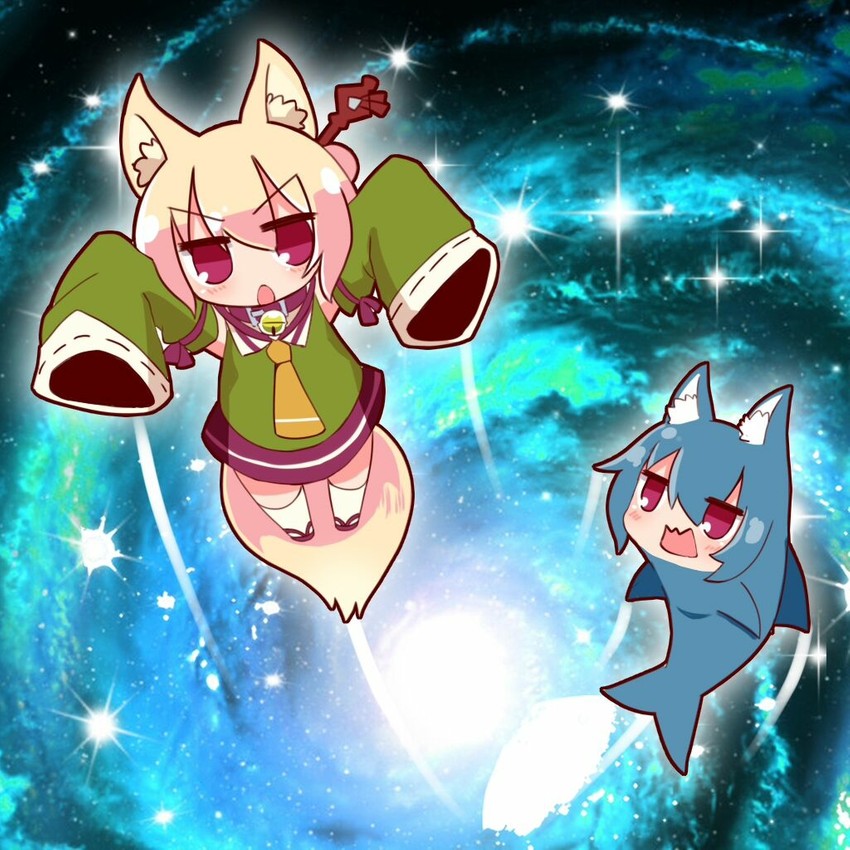 kemomimi-chan and neos fusion (original and 1 more) drawn by rtsj
