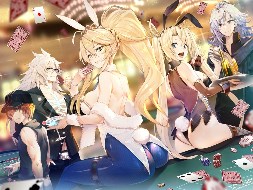 artoria pendragon, bradamante, siegfried, fuuma kotarou, and merlin (fate and 2 more) drawn by teddypocky