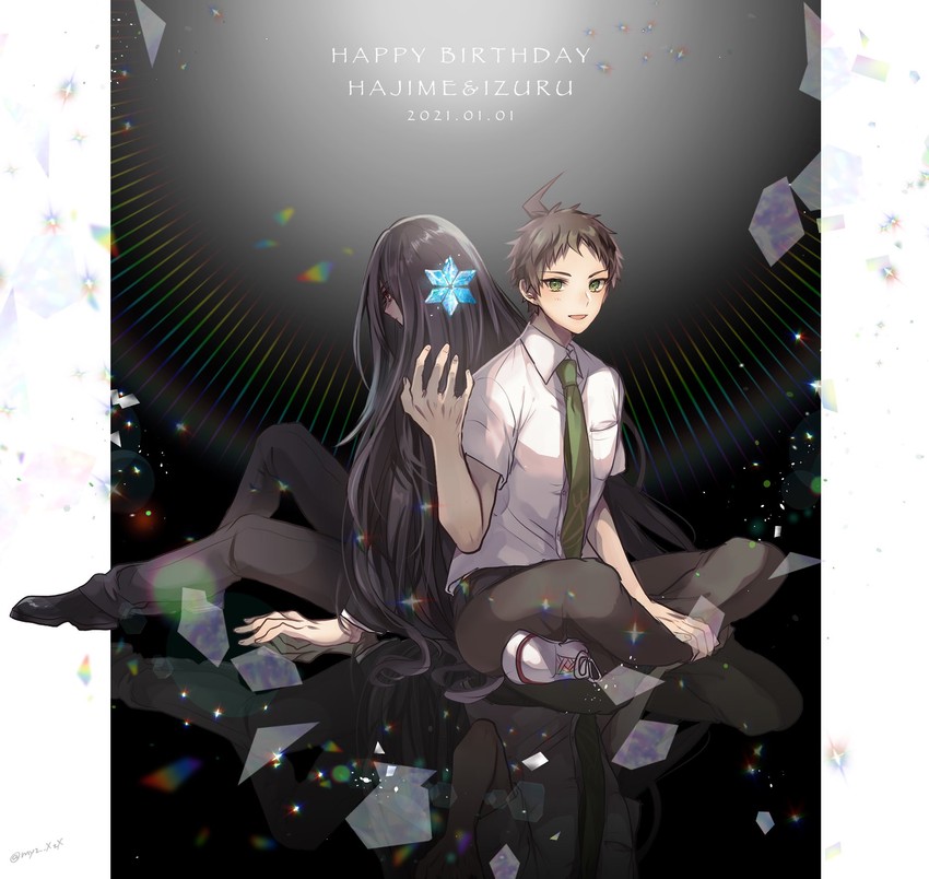 hinata hajime and kamukura izuru (danganronpa and 1 more) drawn by miyuzu