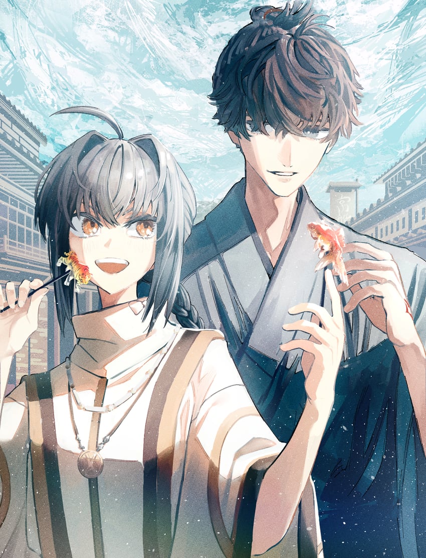yamato takeru and miyamoto iori (fate and 1 more) drawn by user_kkeu5832