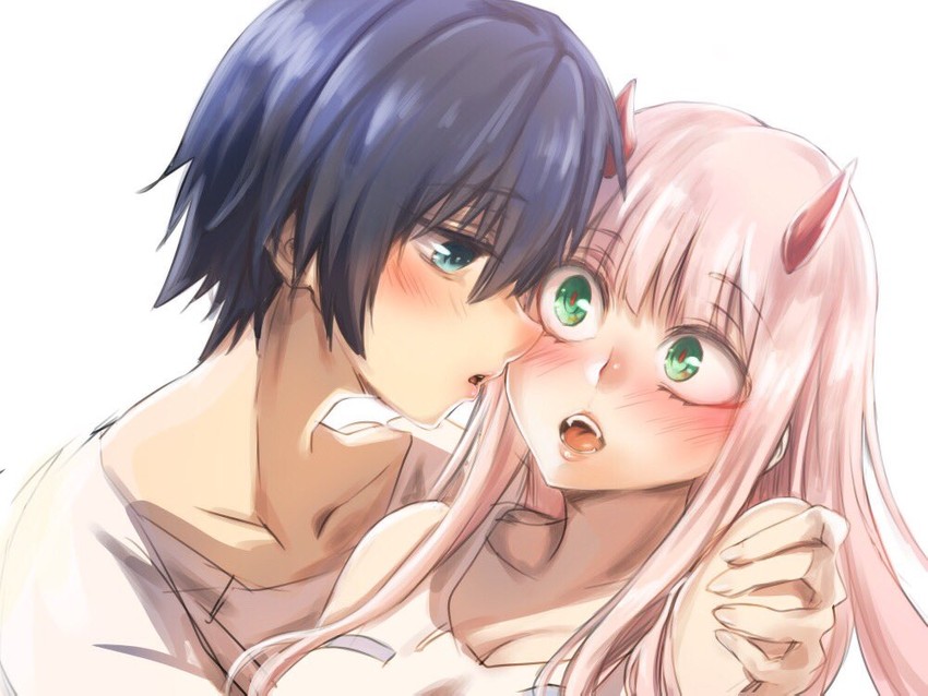 zero two and hiro (darling in the franxx) drawn by herozu_(xxhrd)