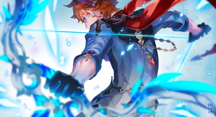 tartaglia (genshin impact) drawn by kippeijii